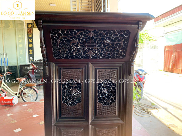 Hình ảnh tủ thờ gỗ gụ khảm ốc T36